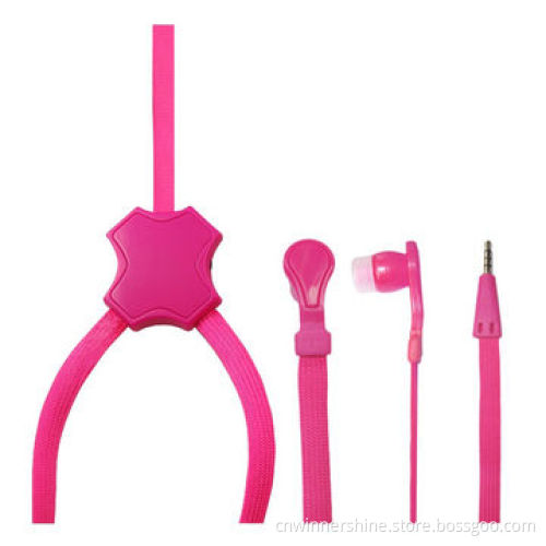 Earbud with Tangle-Free Headphone Shoelace Noise-cancelling, OEM/ODM, 3.5mm Plug